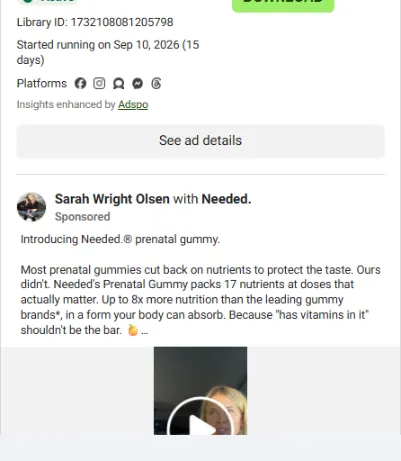 Sarah Wright Olsen with Needed, a live ad
